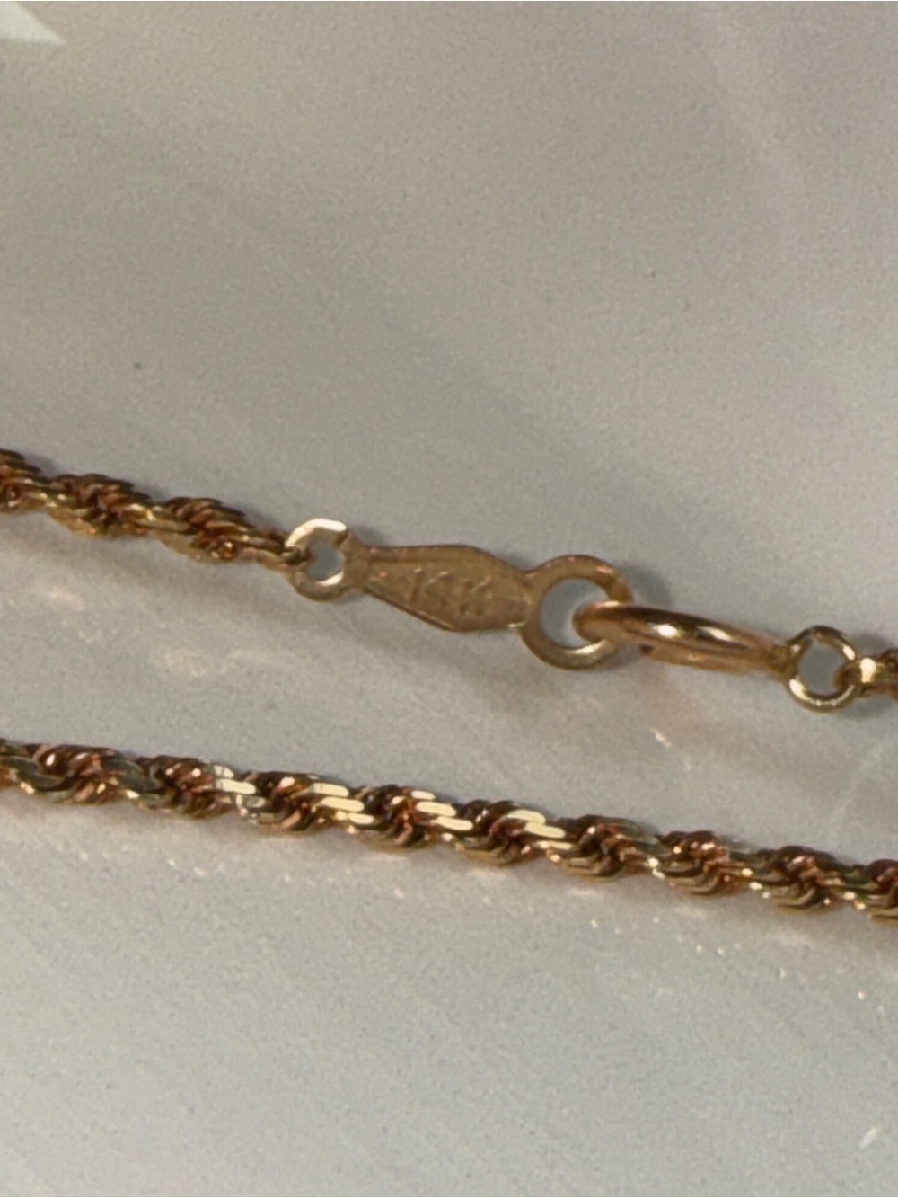 14k Gold Cross Pendant Necklace - 16 inch Rope Chain - Picture 5 of 7
